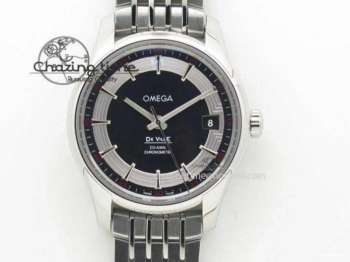 0422 TimelessDesign De Ville MK 1:1 Best Edition RG Black Dial On Black Leather Asian Seagull T1701 (Sec@6) 8236